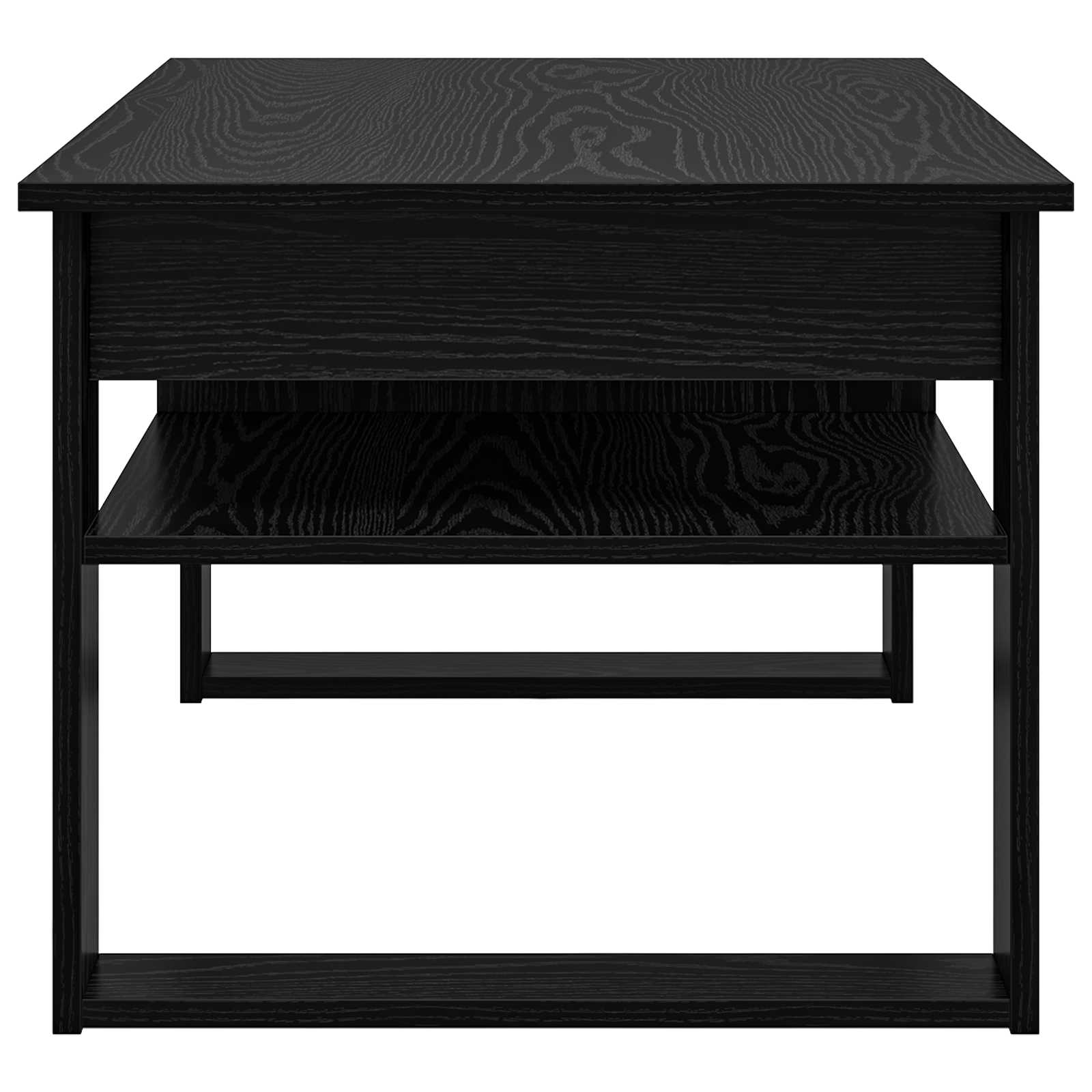 Salontafel met opslag Zwart Eiken 96 x 54 x 44 cm Bewerkt hout