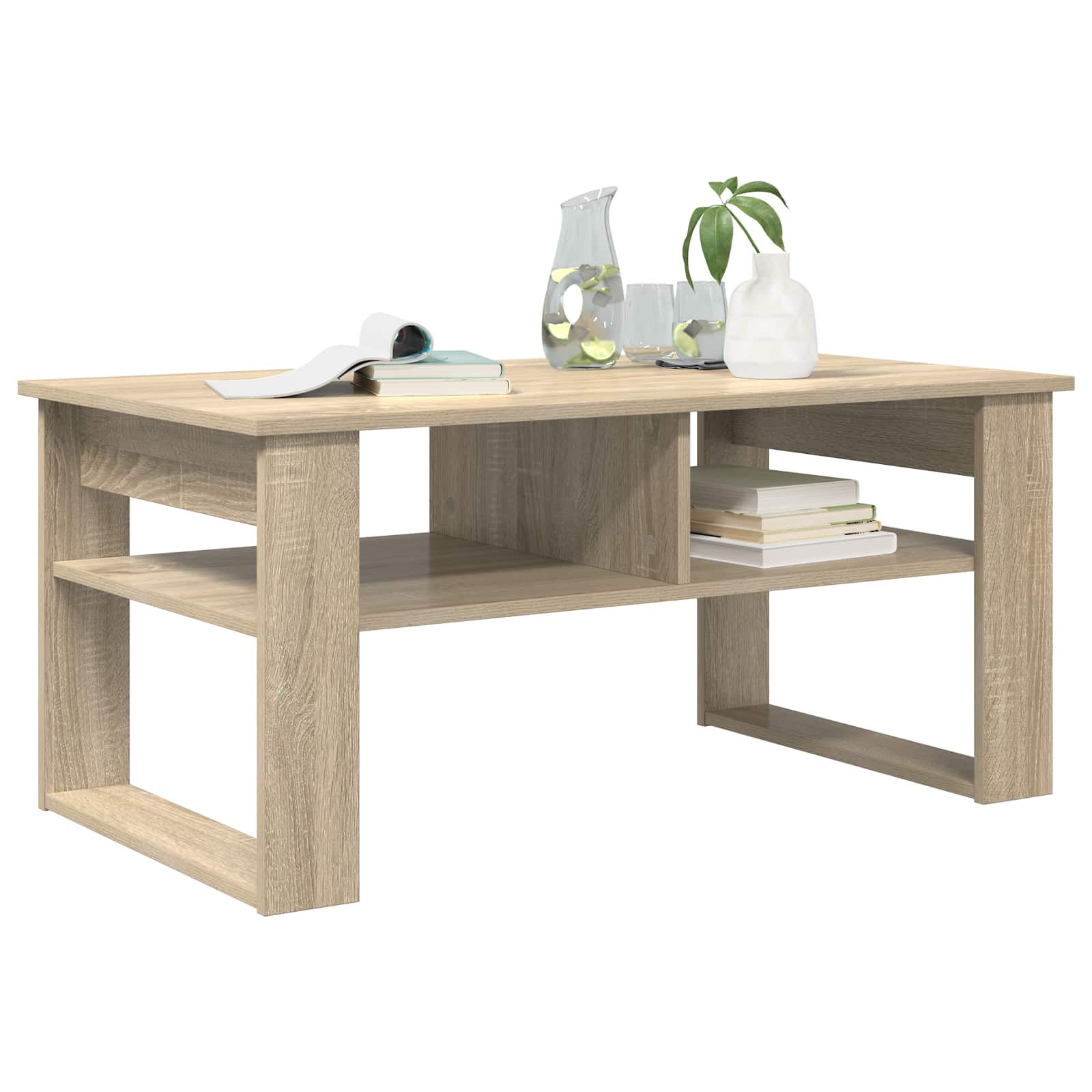 Salontafel met opslag Sonoma Eiken 96 x 54 x 44 cm Bewerkt hout