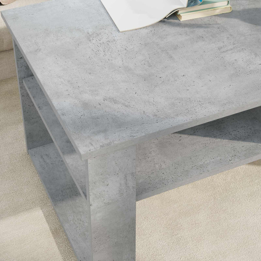 Salontafel met opslag Beton Grijs 96 x 54 x 44 cm Bewerkt hout