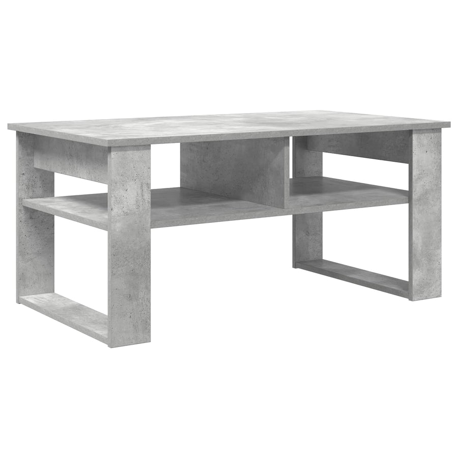 Salontafel met opslag Beton Grijs 96 x 54 x 44 cm Bewerkt hout