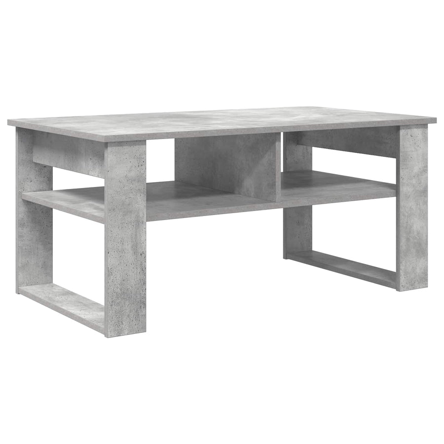 Salontafel met opslag Beton Grijs 96 x 54 x 44 cm Bewerkt hout