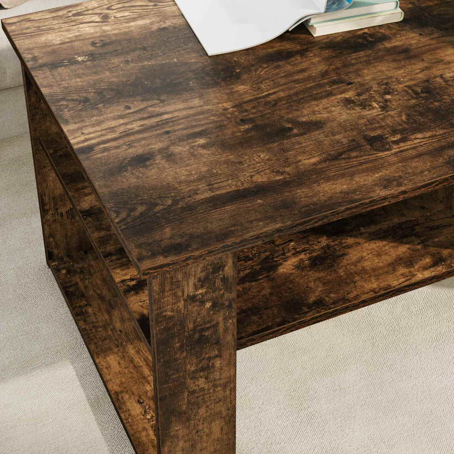Salontafel Gerookt eiken 96 x 54 x 44 cm Bewerkt hout