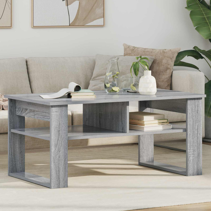 Salontafel met opslag Grijs Sonoma 96 x 54 x 44 cm Bewerkt hout