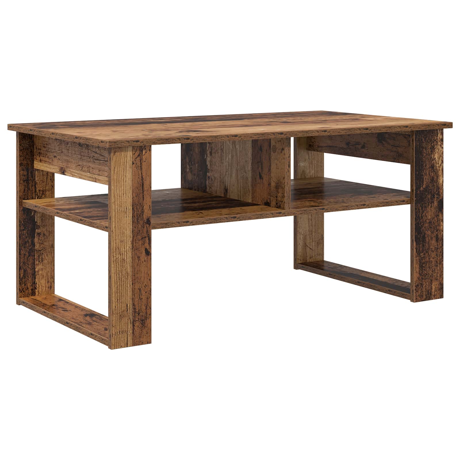 Salontafel met opslag Oudhout 96 x 54 x 44 cm Bewerkt hout