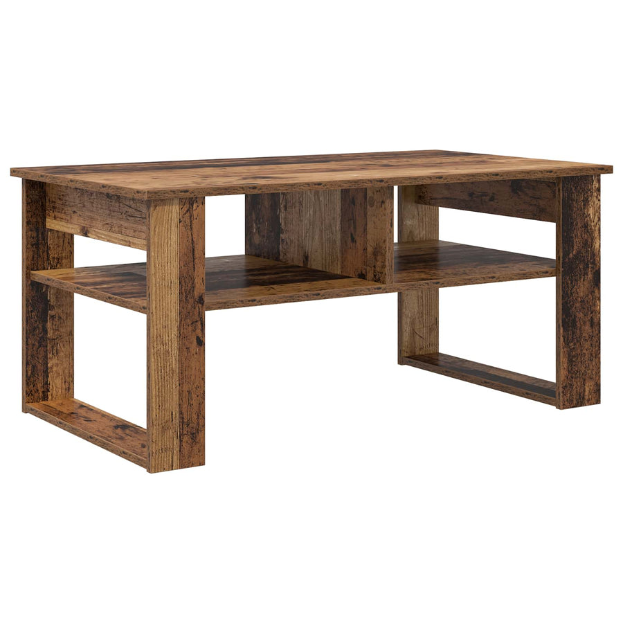 Salontafel met opslag Oudhout 96 x 54 x 44 cm Bewerkt hout