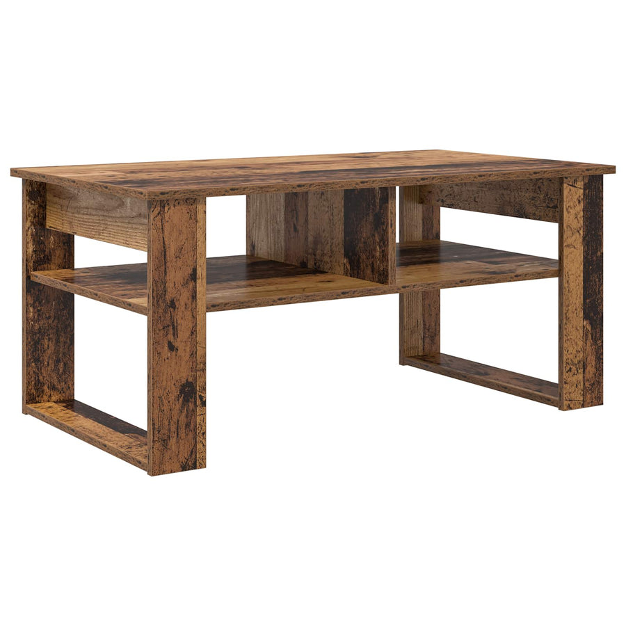 Salontafel met opslag Oudhout 96 x 54 x 44 cm Bewerkt hout