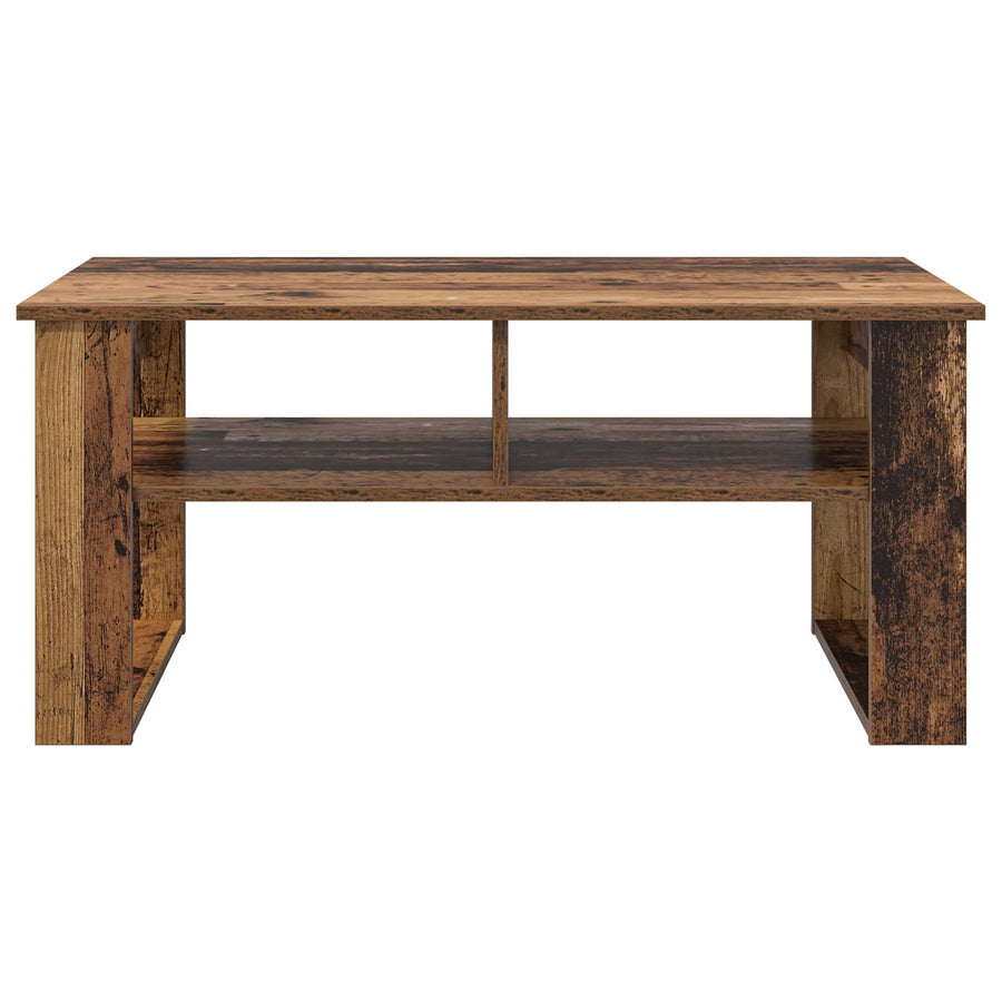 Salontafel met opslag Oudhout 96 x 54 x 44 cm Bewerkt hout