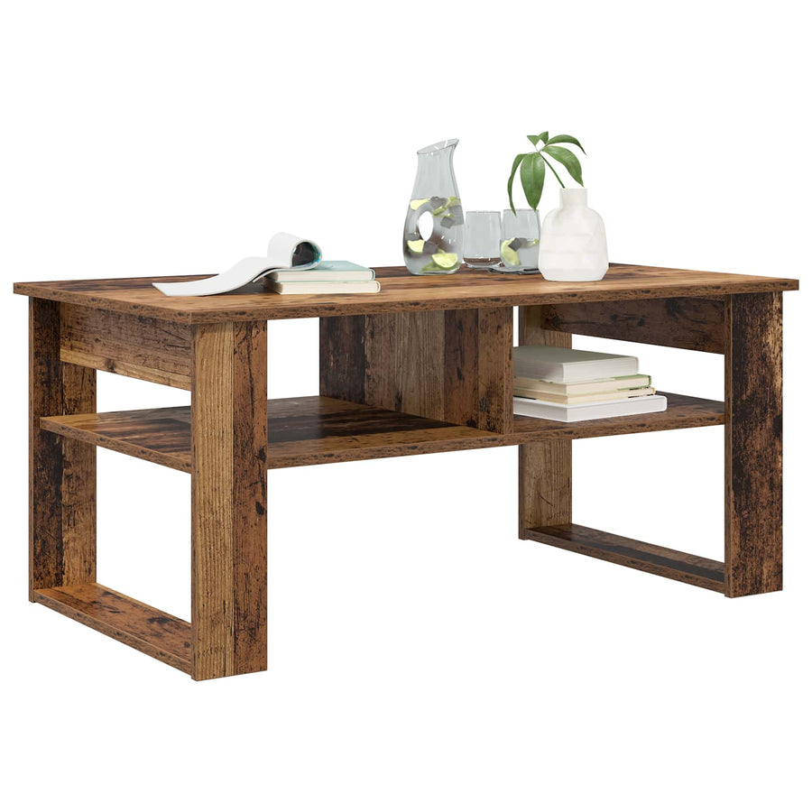 Salontafel met opslag Oudhout 96 x 54 x 44 cm Bewerkt hout