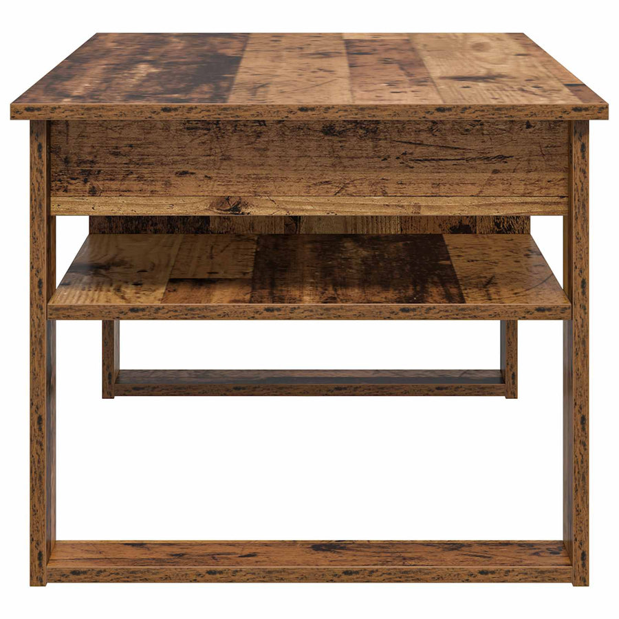 Salontafel met opslag Oudhout 96 x 54 x 44 cm Bewerkt hout