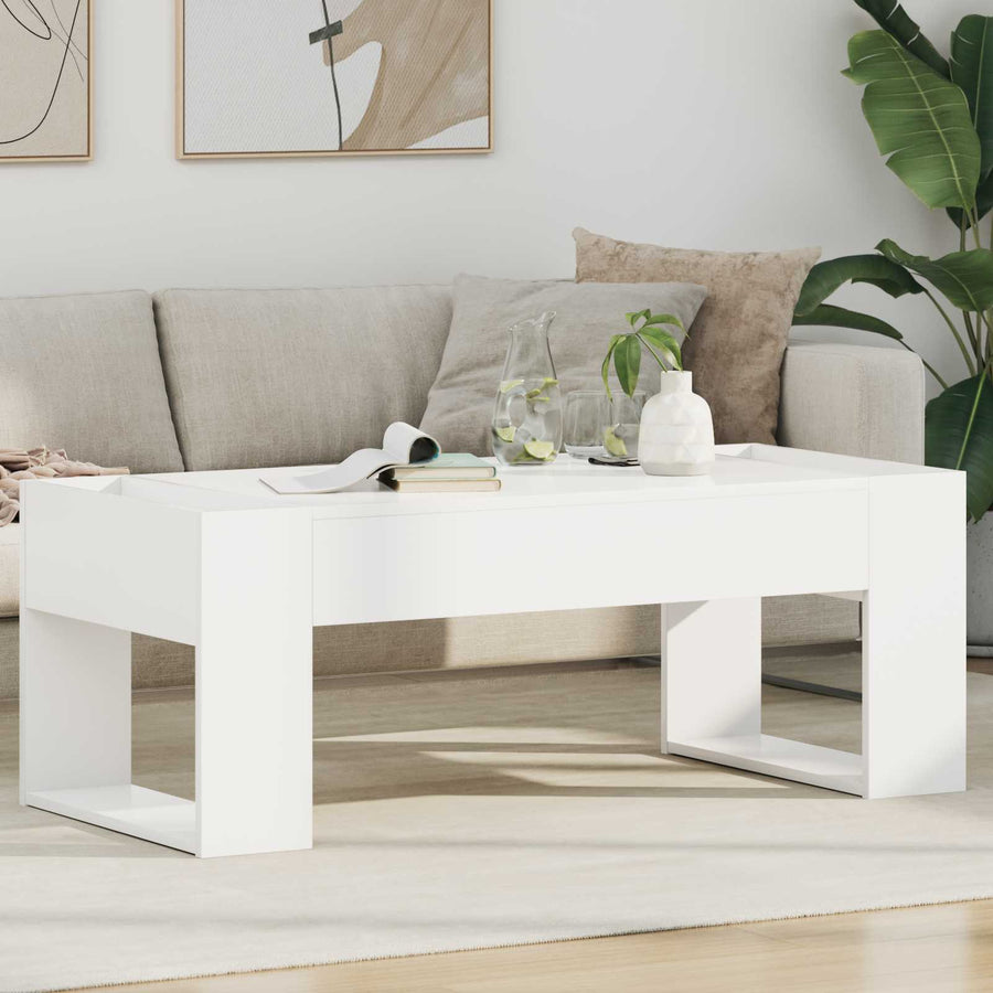 Salontafel Wit 110 x 50 x 41 cm Bewerkt hout