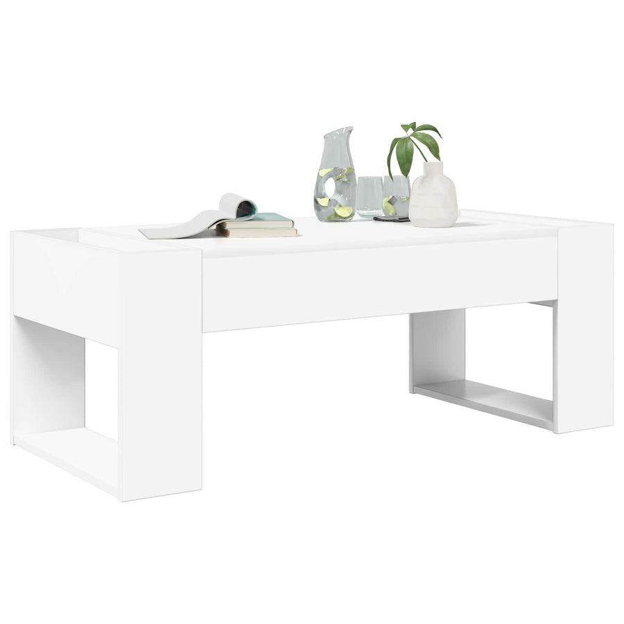 Salontafel Wit 110 x 50 x 41 cm Bewerkt hout