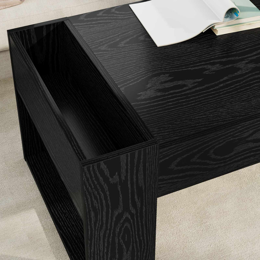 Salontafel Zwart Eiken 110 x 50 x 41 cm Bewerkt hout