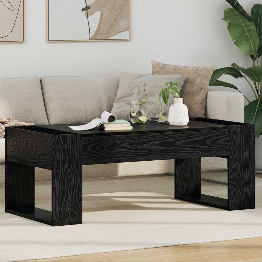 Salontafel Zwart Eiken 110 x 50 x 41 cm Bewerkt hout