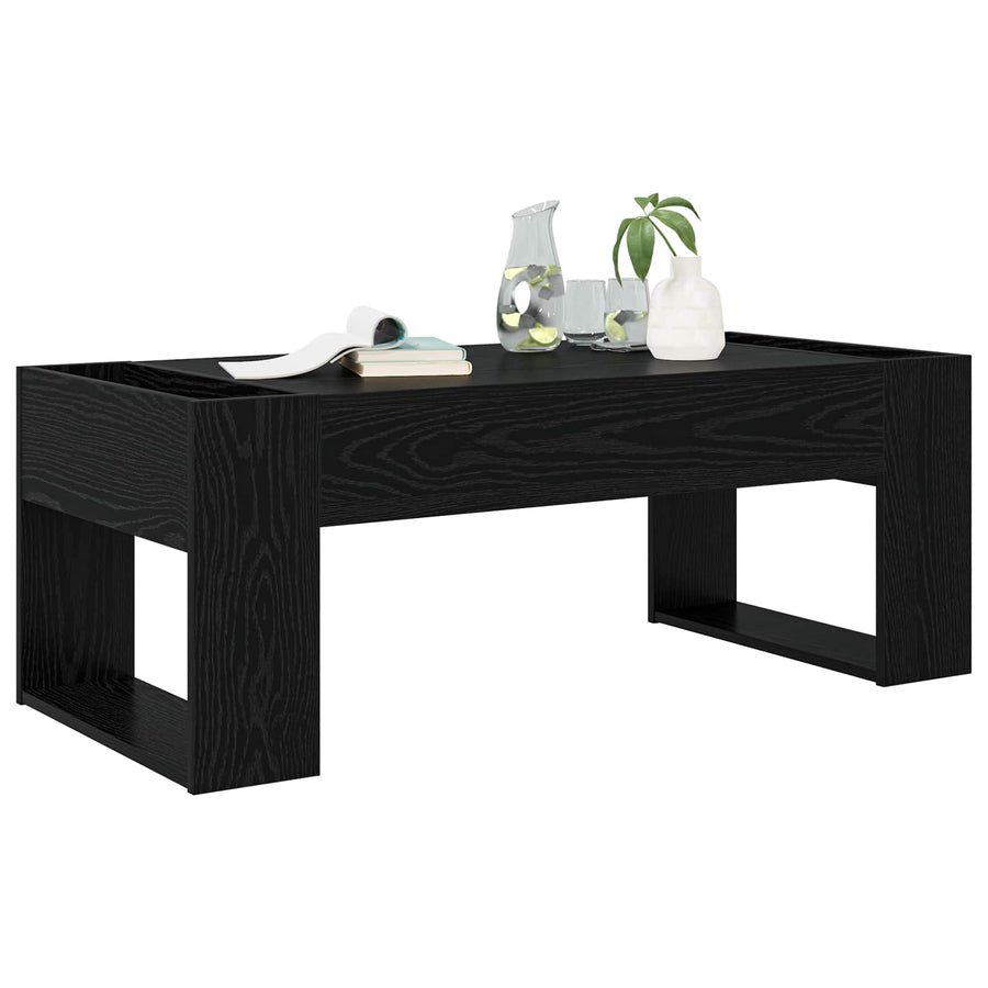 Salontafel Zwart Eiken 110 x 50 x 41 cm Bewerkt hout