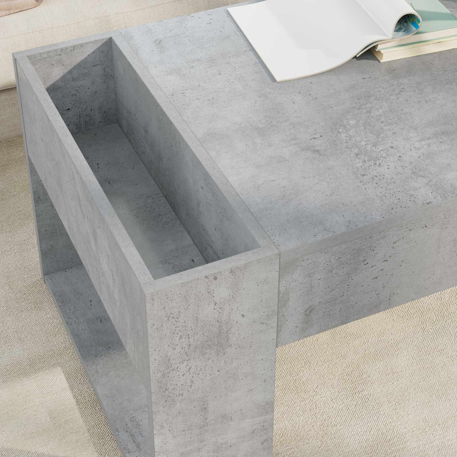 Salontafel Beton Grijs 110 x 50 x 41 cm Bewerkt hout