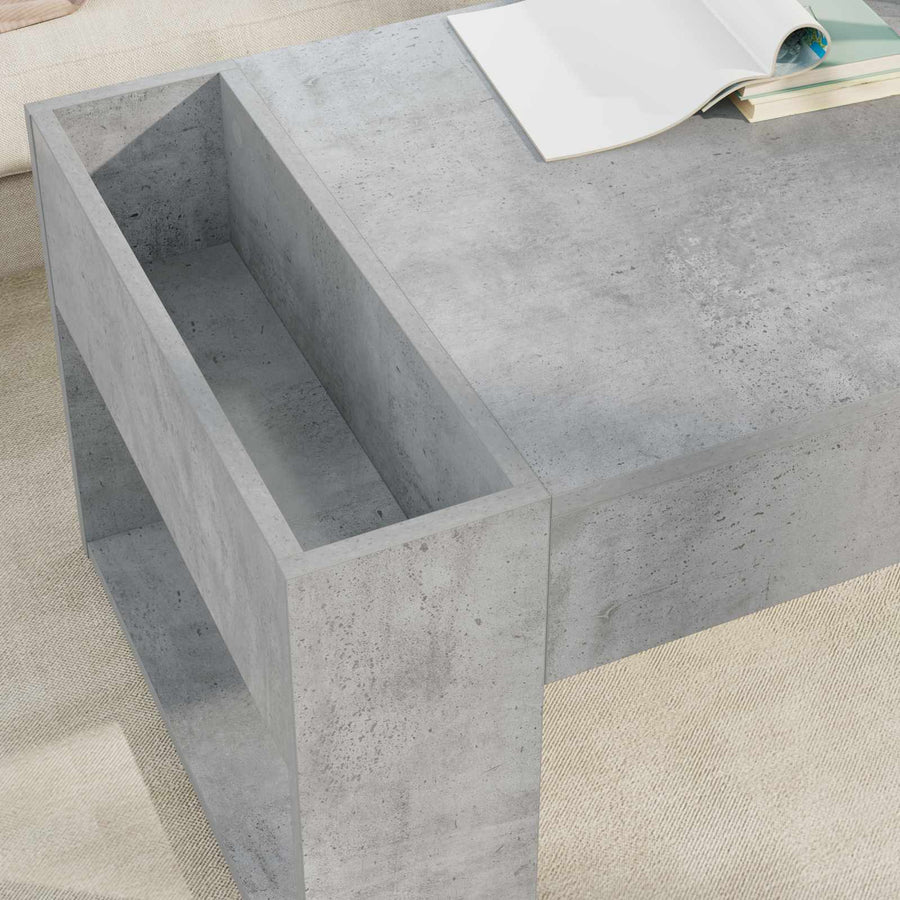 Salontafel Beton Grijs 110 x 50 x 41 cm Bewerkt hout