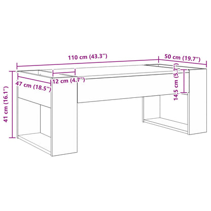 Salontafel Beton Grijs 110 x 50 x 41 cm Bewerkt hout