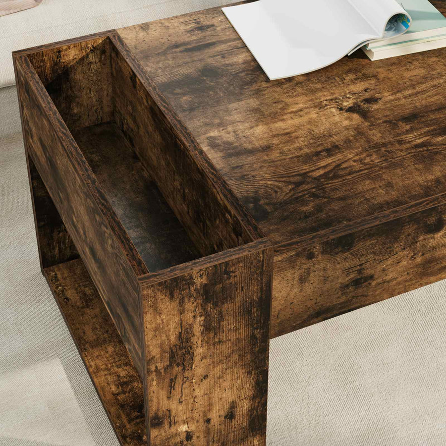 Salontafel Gerookt eiken 110 x 50 x 41 cm Bewerkt hout