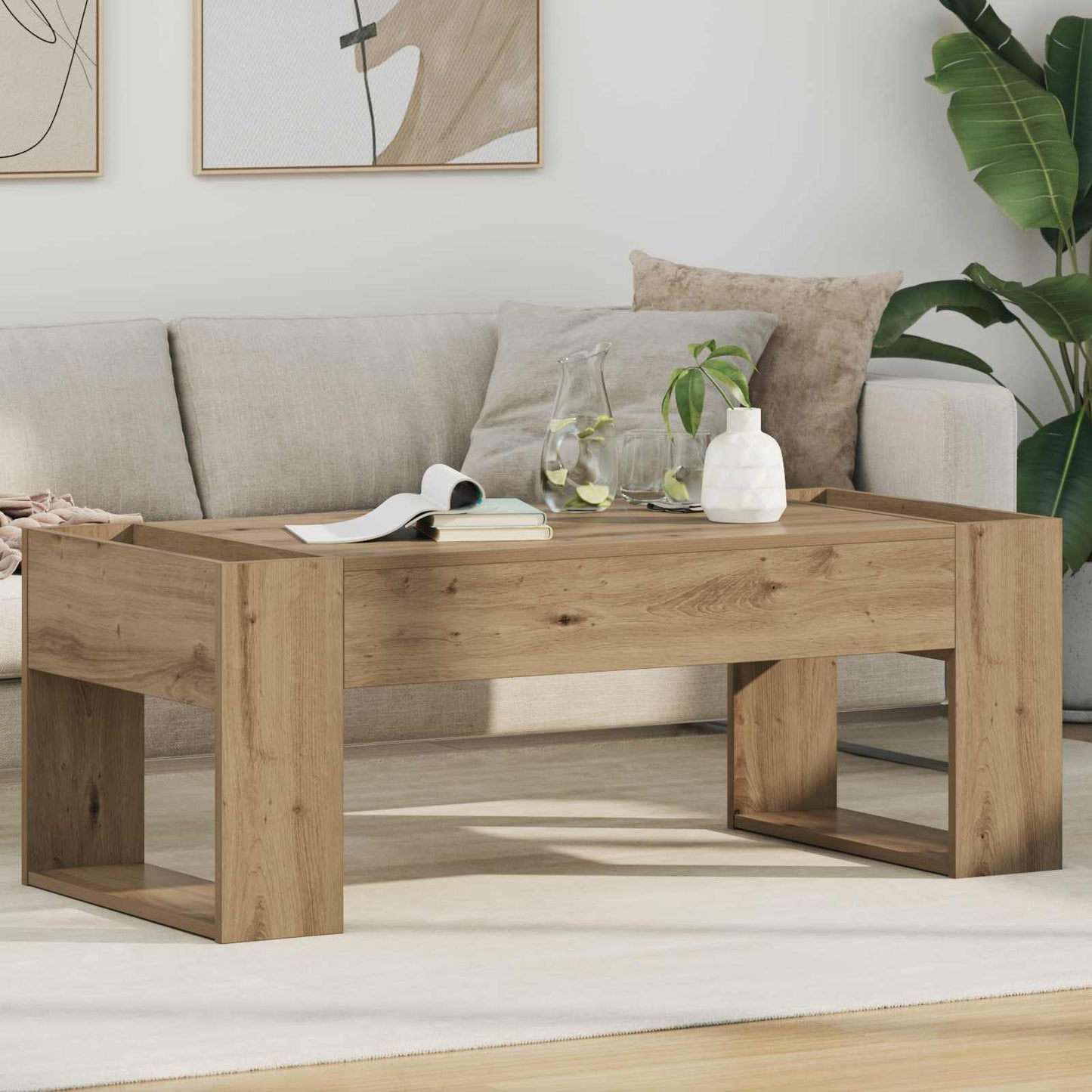 Salontafel Artisan Eiken 110 x 50 x 41 cm Bewerkt hout