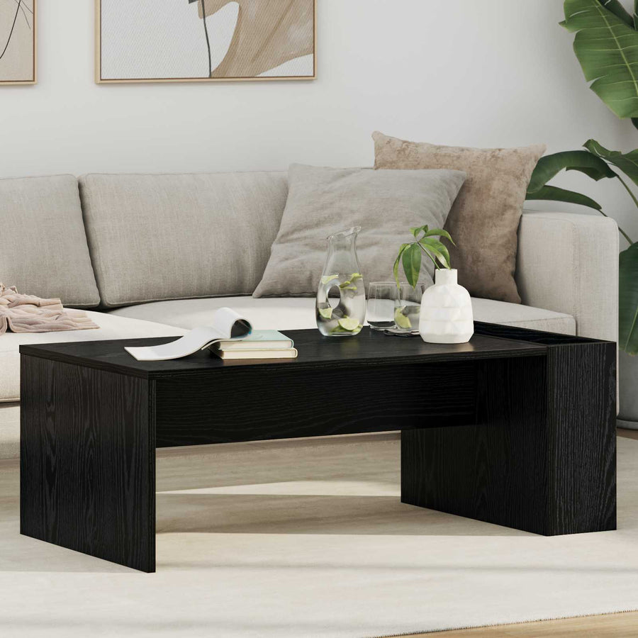 Salontafel Zwart Eiken 95 x 50 x 34 cm Bewerkt hout