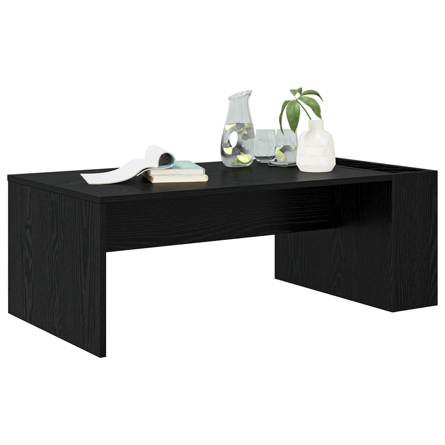 Salontafel Zwart Eiken 95 x 50 x 34 cm Bewerkt hout