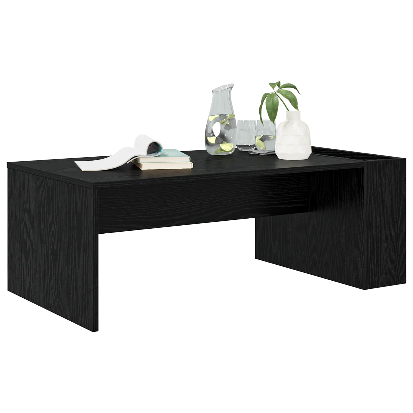 Salontafel Zwart Eiken 95 x 50 x 34 cm Bewerkt hout