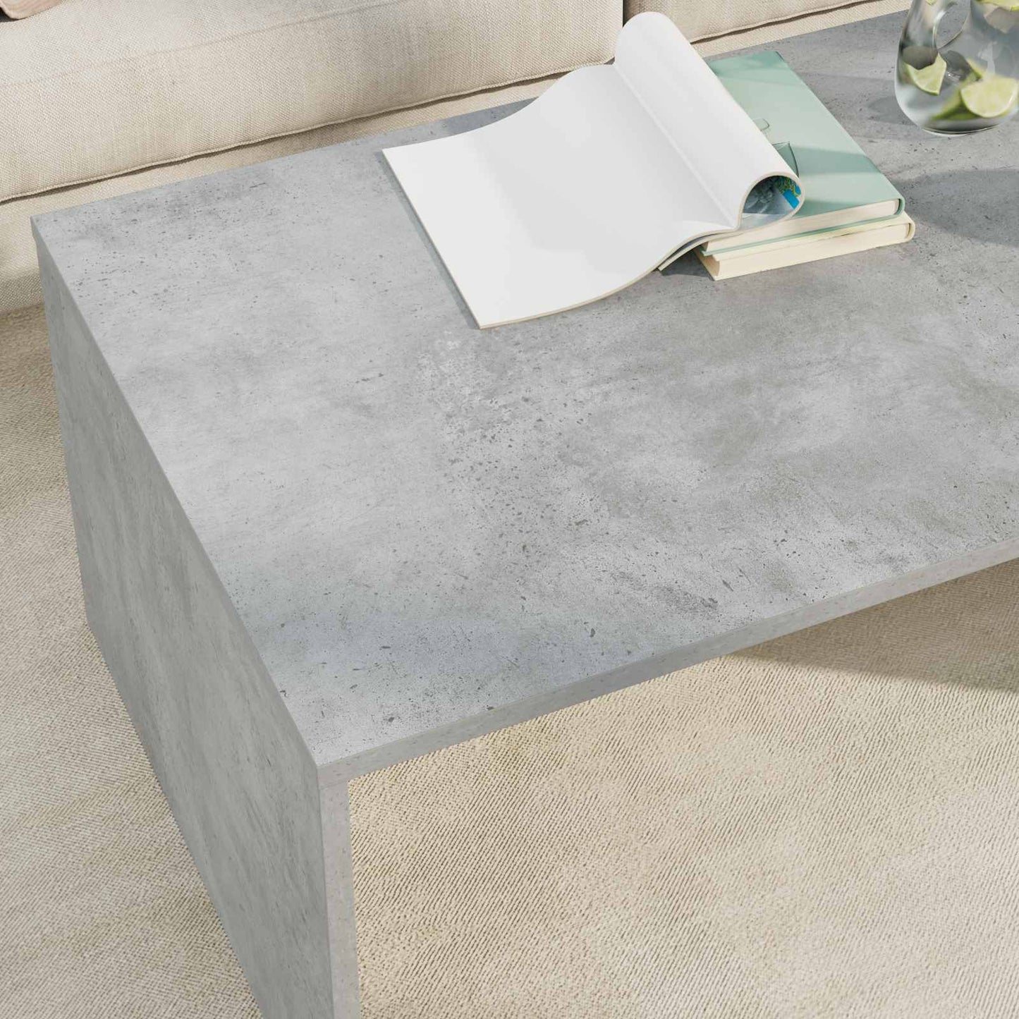 Salontafel Beton Grijs 95 x 50 x 34 cm Bewerkt hout