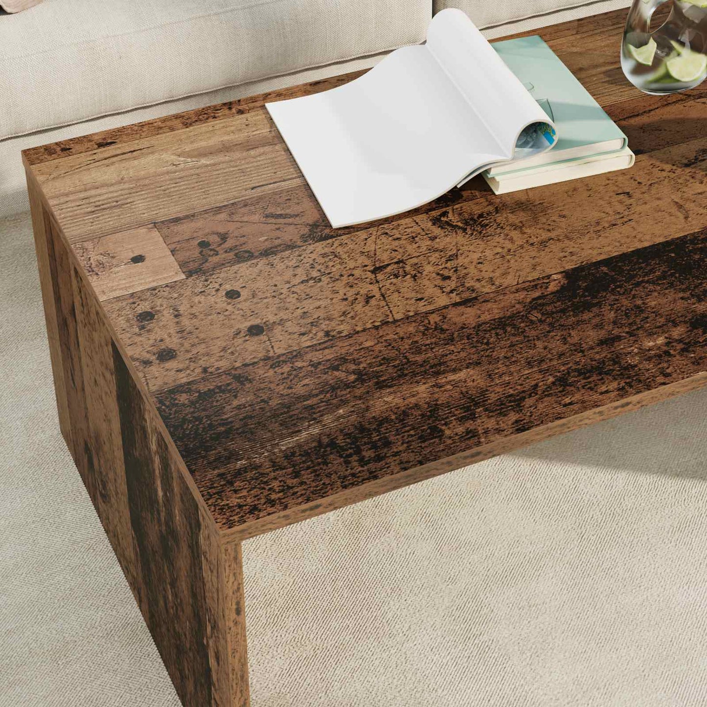Salontafel Oudhout 95 x 50 x 34 cm Bewerkt hout