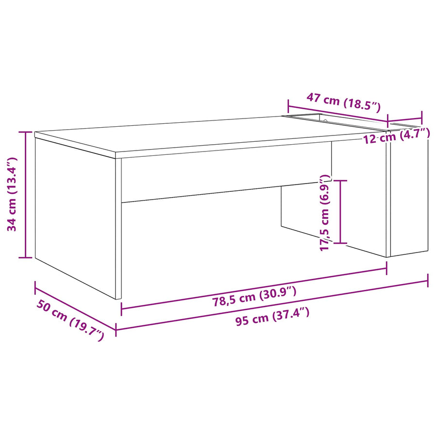 Salontafel Artisan Eiken 95 x 50 x 34 cm Bewerkt hout
