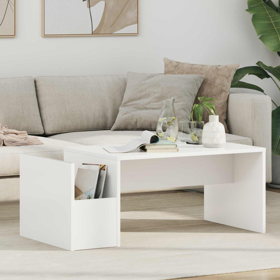 Salontafel Wit 90 x 45 x 35 cm Bewerkt hout