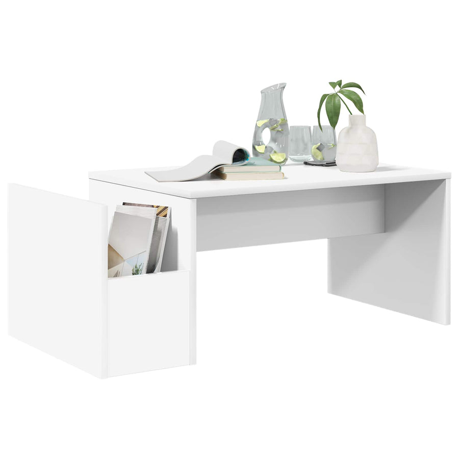 Salontafel Wit 90 x 45 x 35 cm Bewerkt hout