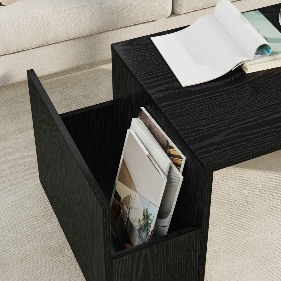 Salontafel Zwart Eiken 90 x 45 x 35 cm Bewerkt hout