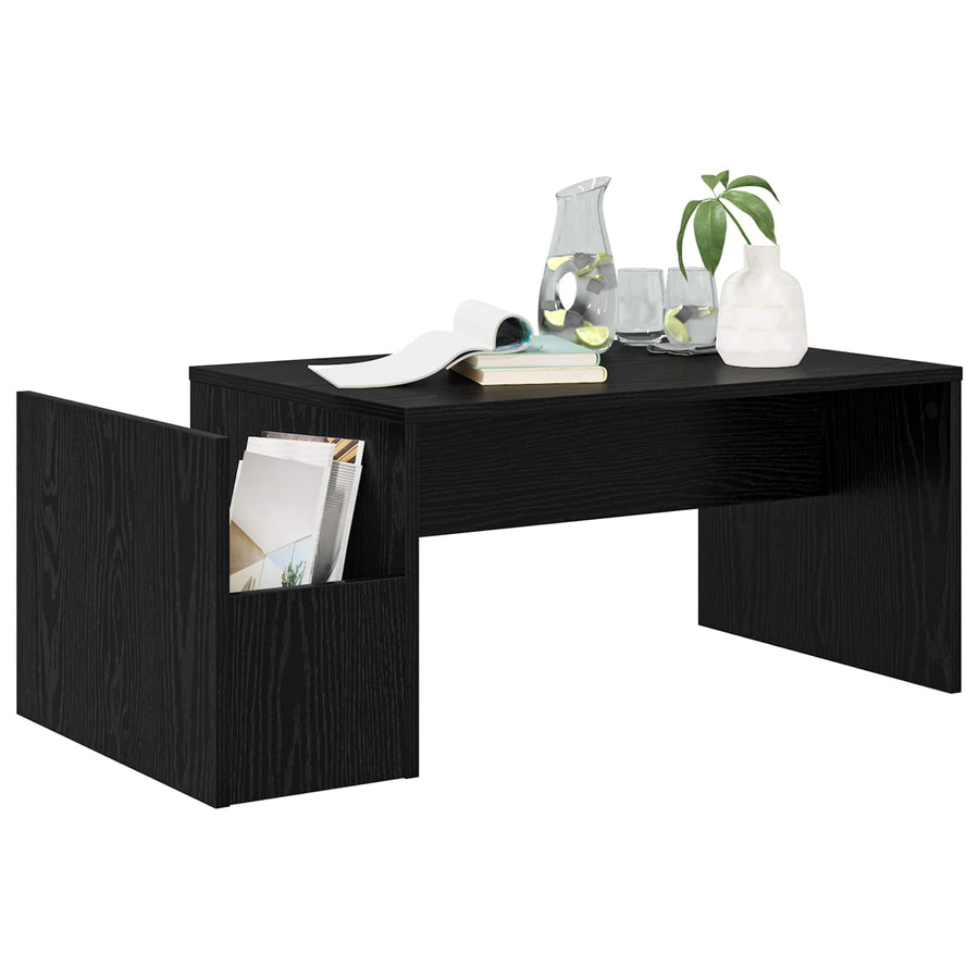 Salontafel Zwart Eiken 90 x 45 x 35 cm Bewerkt hout