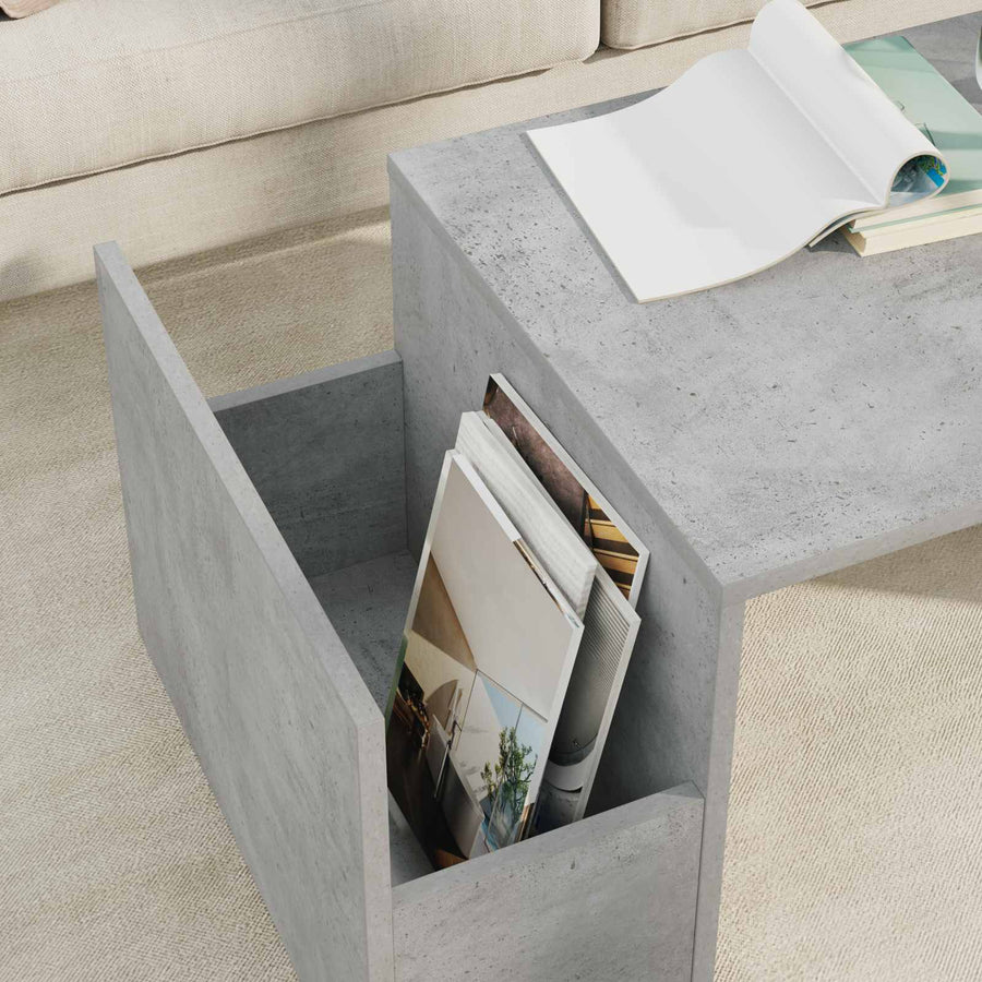 Salontafel Beton Grijs 90 x 45 x 35 cm Bewerkt hout