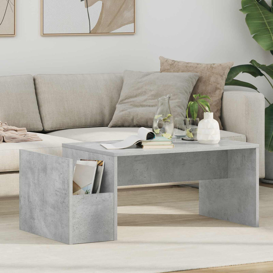 Salontafel Beton Grijs 90 x 45 x 35 cm Bewerkt hout