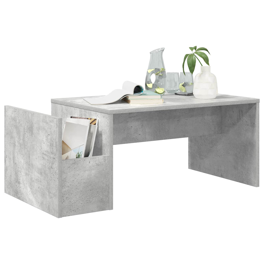Salontafel Beton Grijs 90 x 45 x 35 cm Bewerkt hout