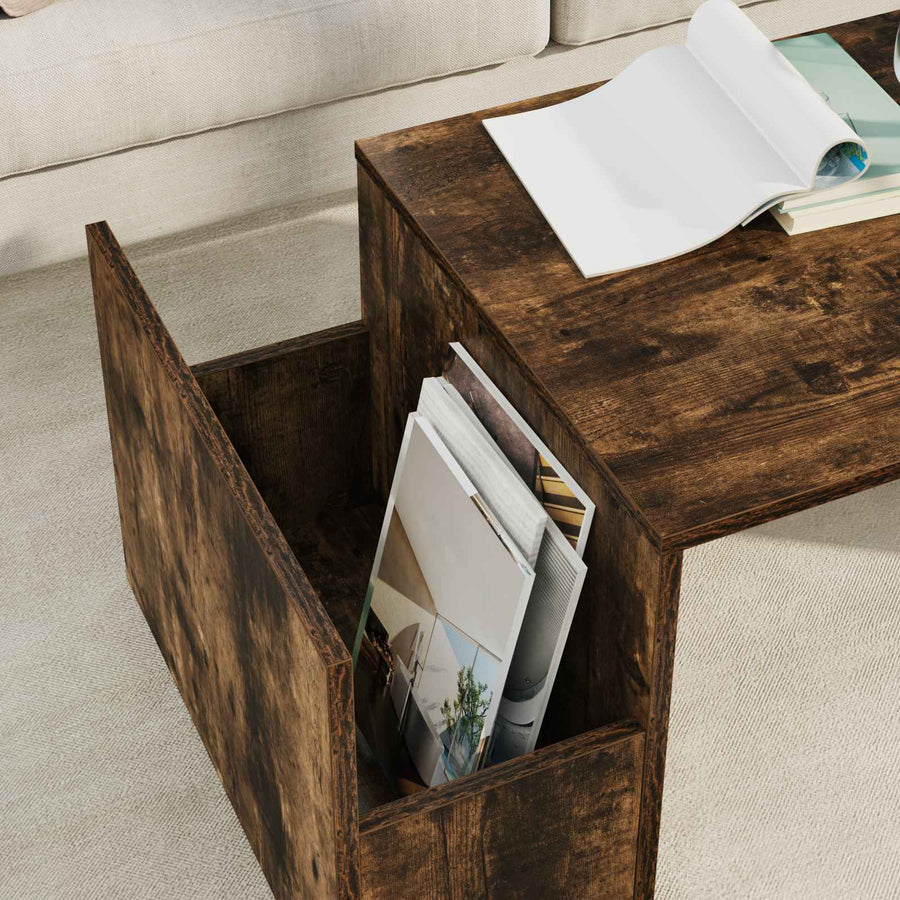 Salontafel Gerookt eiken 90 x 45 x 35 cm Bewerkt hout