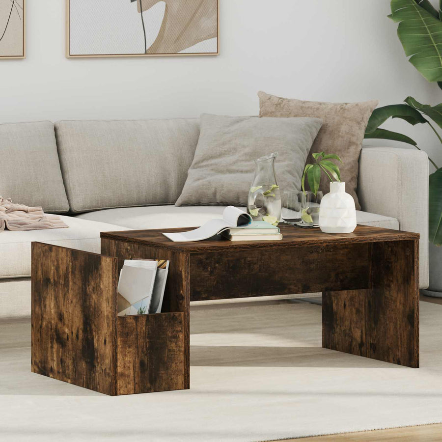 Salontafel Gerookt eiken 90 x 45 x 35 cm Bewerkt hout