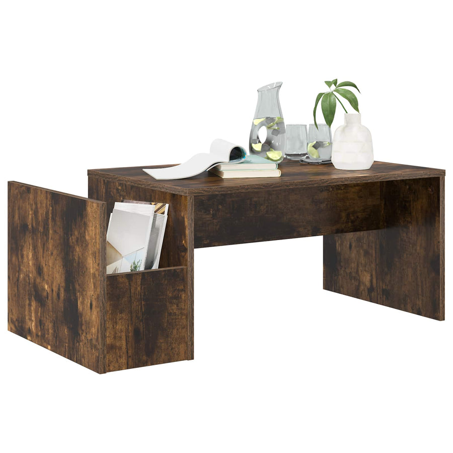 Salontafel Gerookt eiken 90 x 45 x 35 cm Bewerkt hout