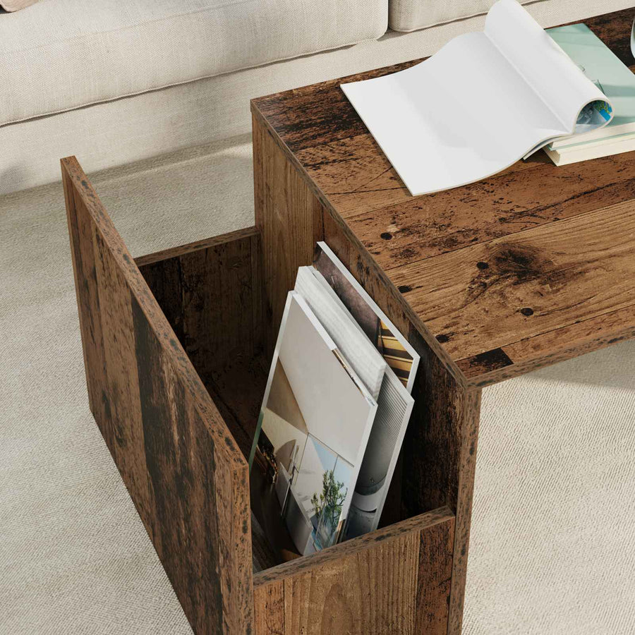 Salontafel Oudhout 90 x 45 x 35 cm Bewerkt hout