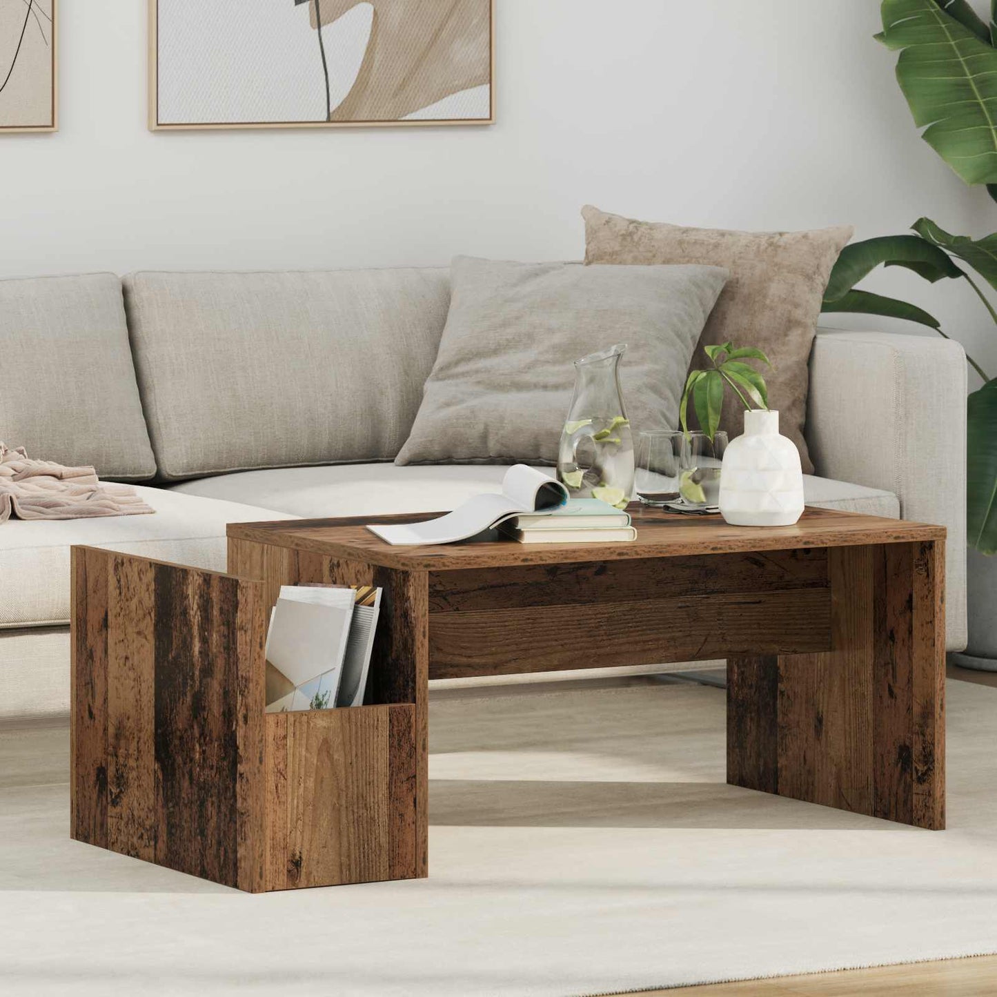 Salontafel Oudhout 90 x 45 x 35 cm Bewerkt hout