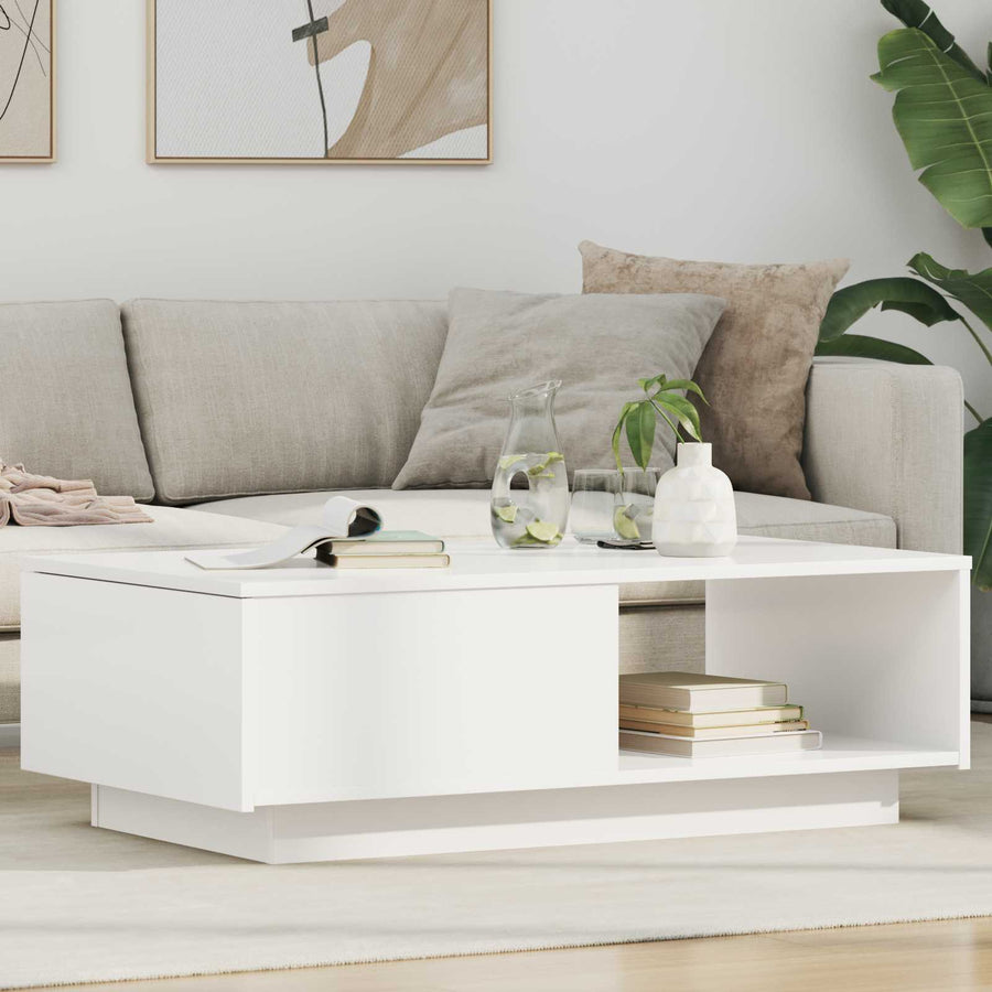 Salontafel met lade met opslag Wit 95 x 55 x 31 cm Bewerkt hout