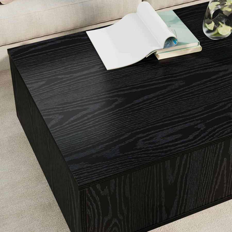 Salontafel met lade Zwart Eiken 95 x 55 x 31 cm Bewerkt hout