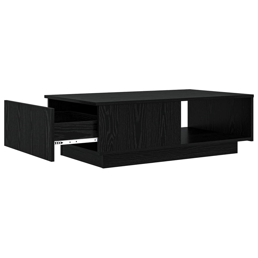 Salontafel met lade Zwart Eiken 95 x 55 x 31 cm Bewerkt hout