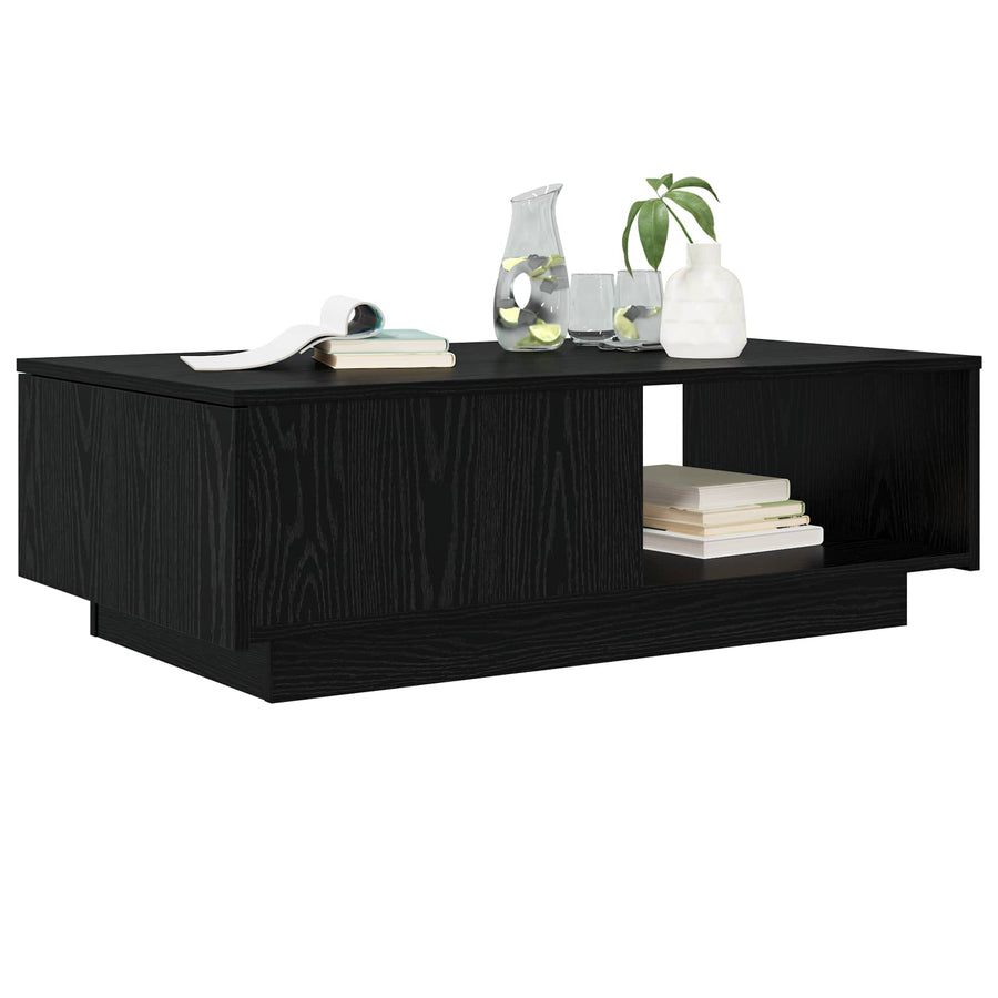 Salontafel met lade Zwart Eiken 95 x 55 x 31 cm Bewerkt hout