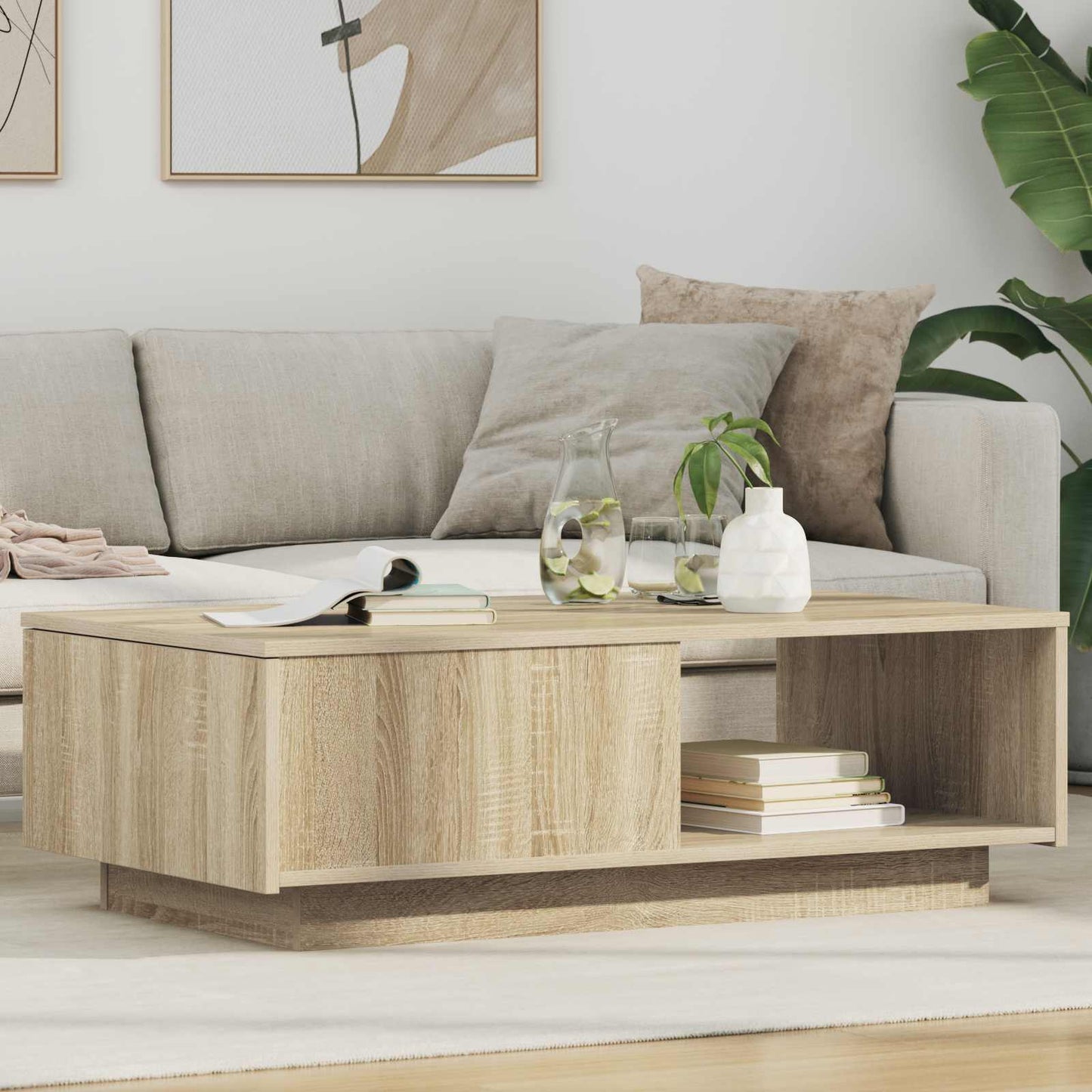 Salontafel met lade Sonoma Eiken 95 x 55 x 31 cm Bewerkt hout