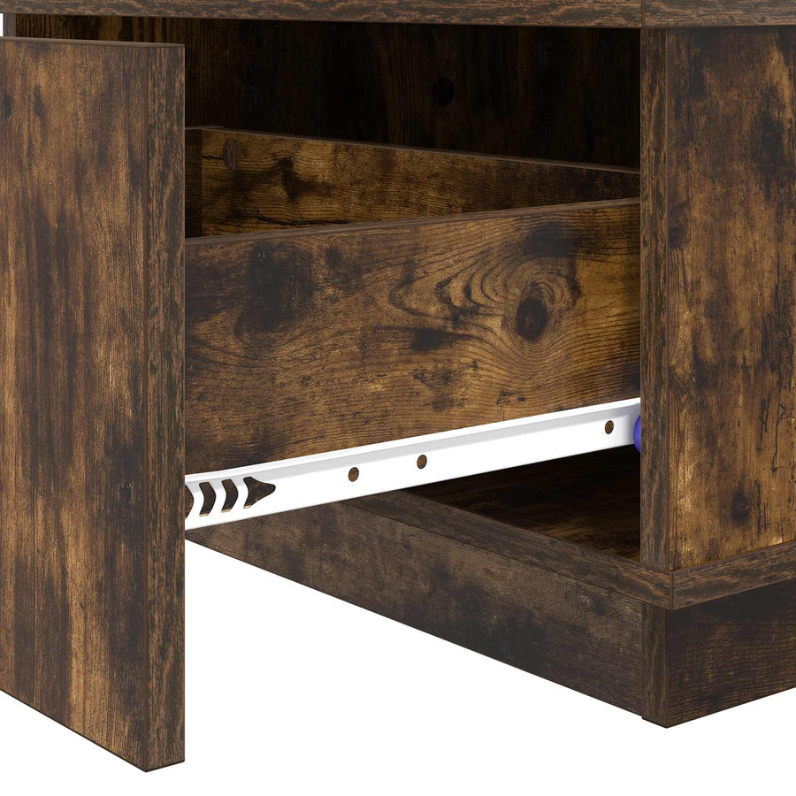 Salontafel met lade Gerookt eiken 95 x 55 x 31 cm Bewerkt hout