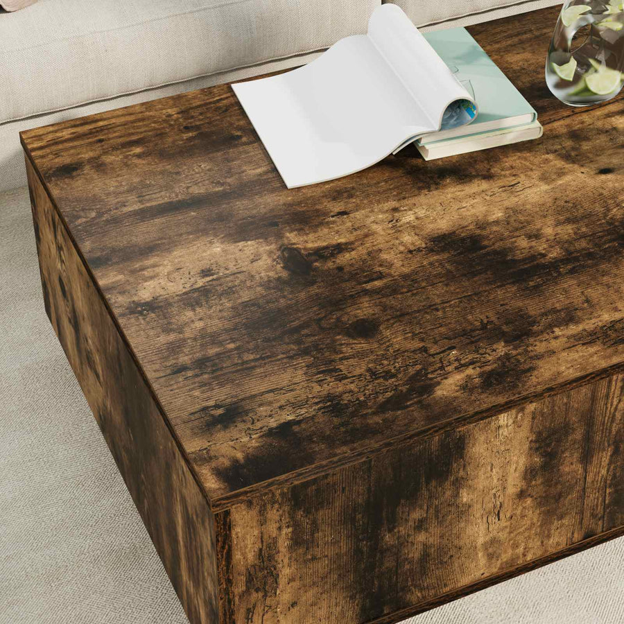 Salontafel met lade Gerookt eiken 95 x 55 x 31 cm Bewerkt hout