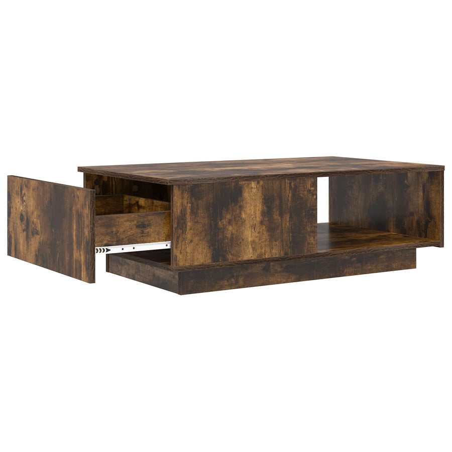 Salontafel met lade Gerookt eiken 95 x 55 x 31 cm Bewerkt hout