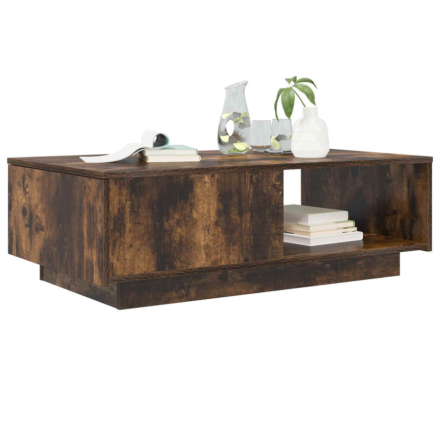 Salontafel met lade Gerookt eiken 95 x 55 x 31 cm Bewerkt hout